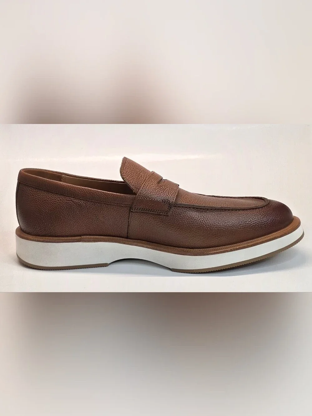 New Allen Edmonds Shoes Mens 10.5D Brown Benson Pebbled Leather Penny Loafer